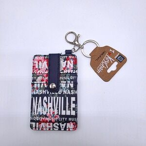 Robin Ruth NWT Nashville City Music Floral Print Keychain Card Holder Wallet